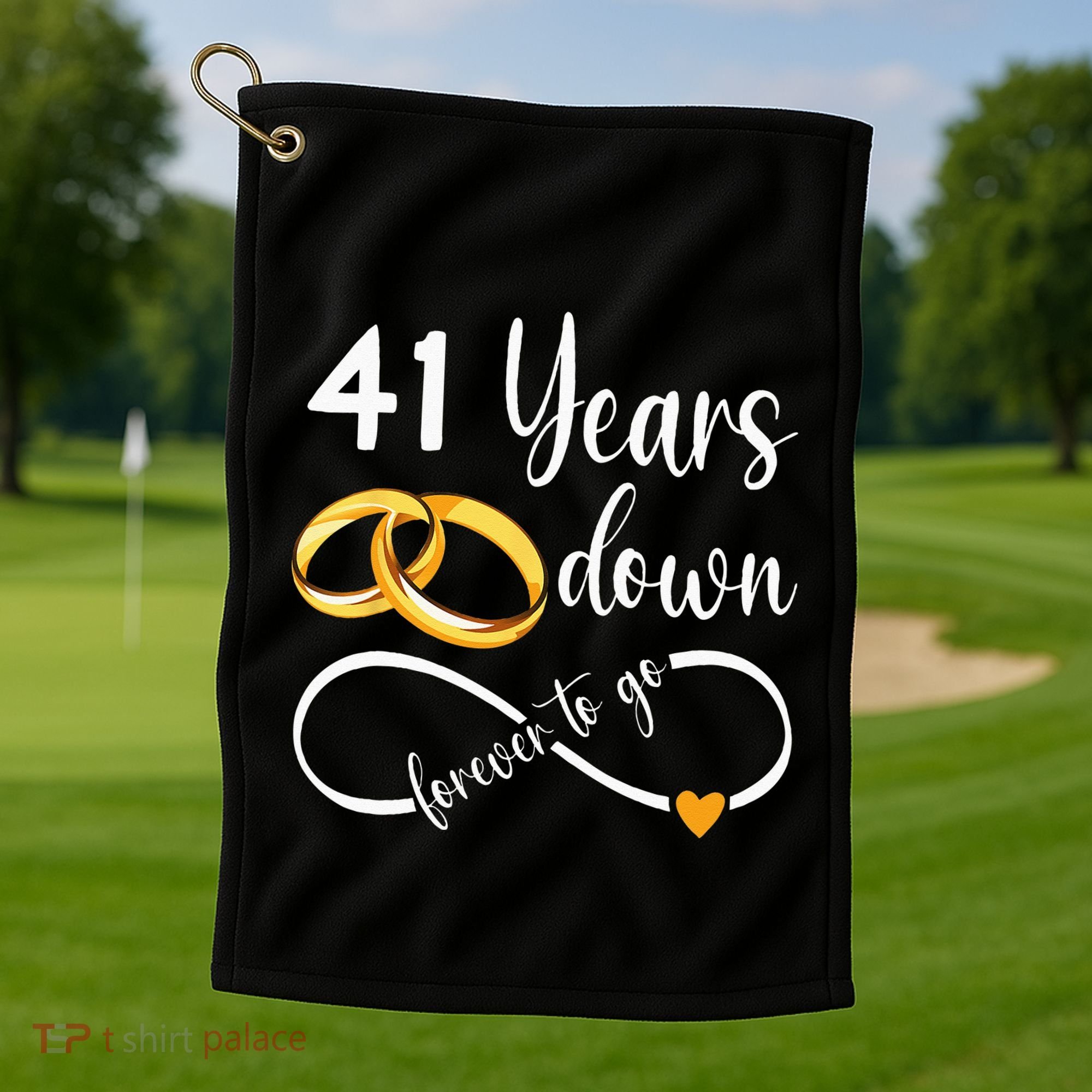 41 Years Down Forever To Go Couple 41st Wedding Anniversary Golf Towel