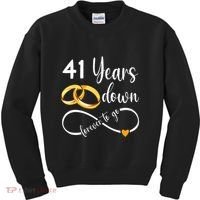 41 Years Down Forever To Go Couple 41st Wedding Anniversary Kids Sweatshirt thumb 0