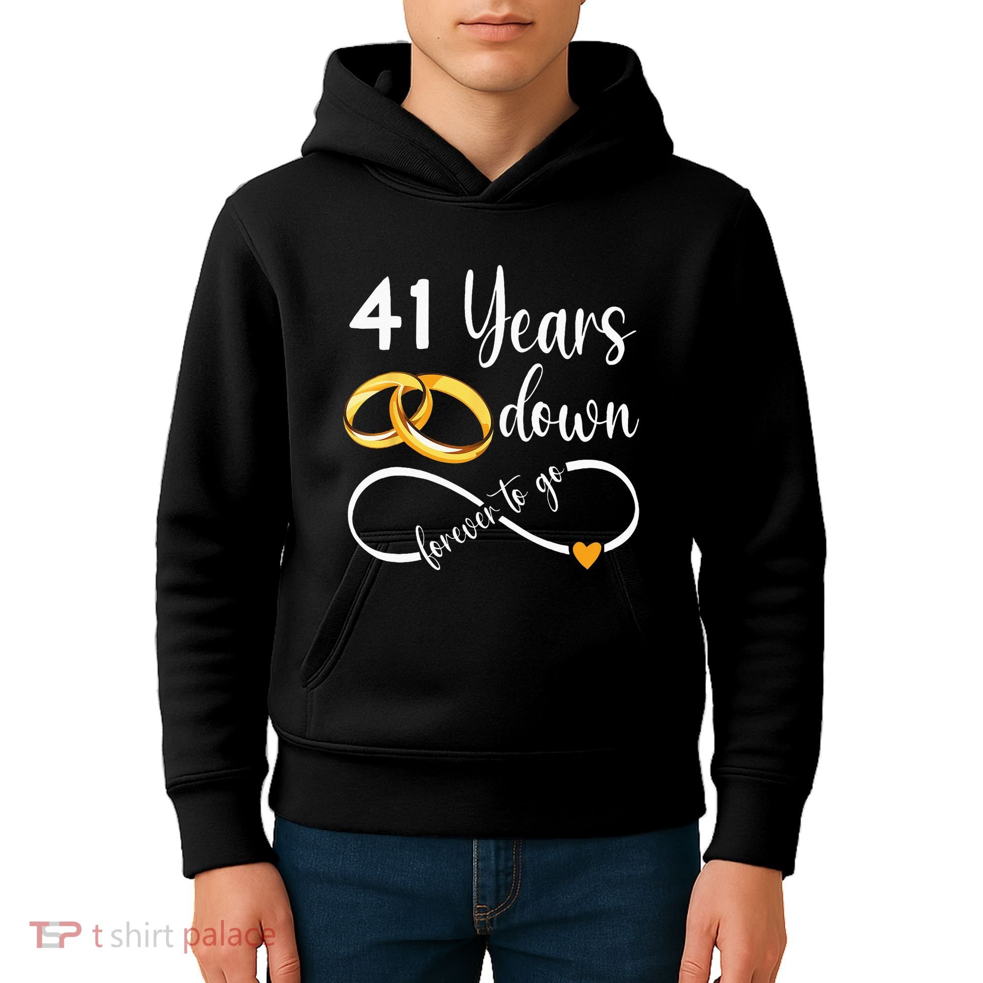 41 Years Down Forever To Go Couple 41st Wedding Anniversary Kids Hoodie
