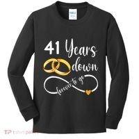41 Years Down Forever To Go Couple 41st Wedding Anniversary Kids Long Sleeve Shirt thumb 0