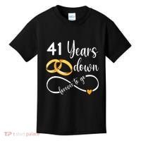 41 Years Down Forever To Go Couple 41st Wedding Anniversary Kids T-Shirt thumb 0