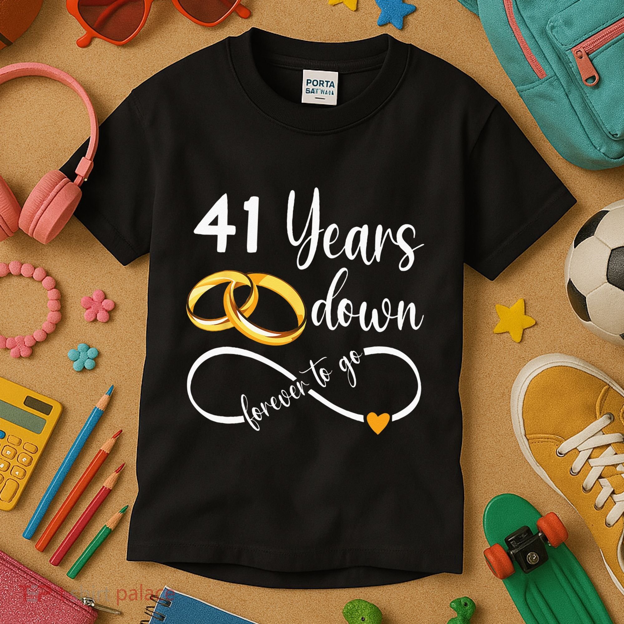 41 Years Down Forever To Go Couple 41st Wedding Anniversary Kids T-Shirt