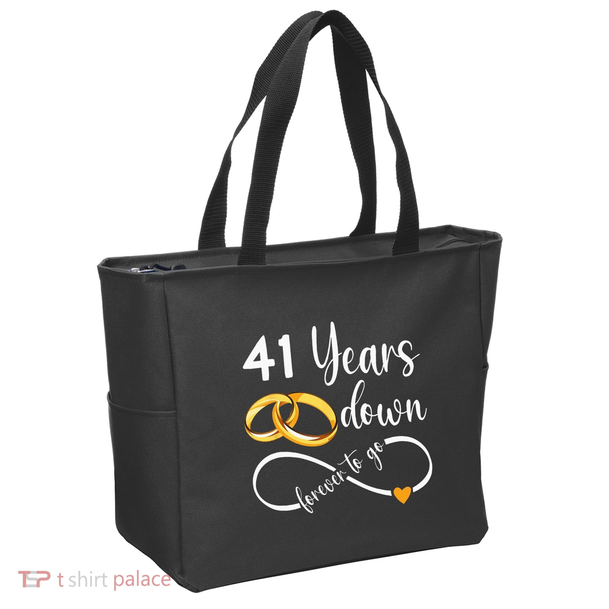 41 Years Down Forever To Go Couple 41st Wedding Anniversary Tote Bag