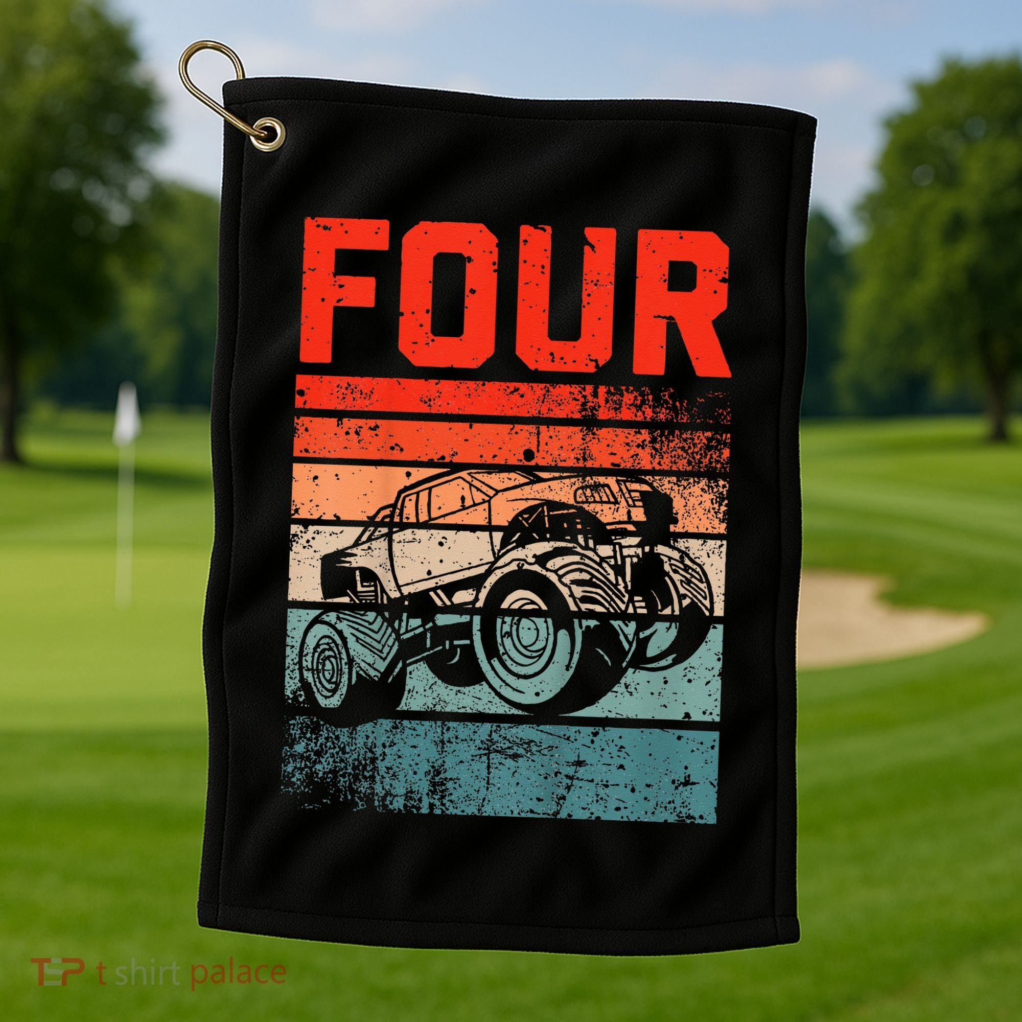 4 Year Old 4th Birthday Monster Truck Golf Towel
