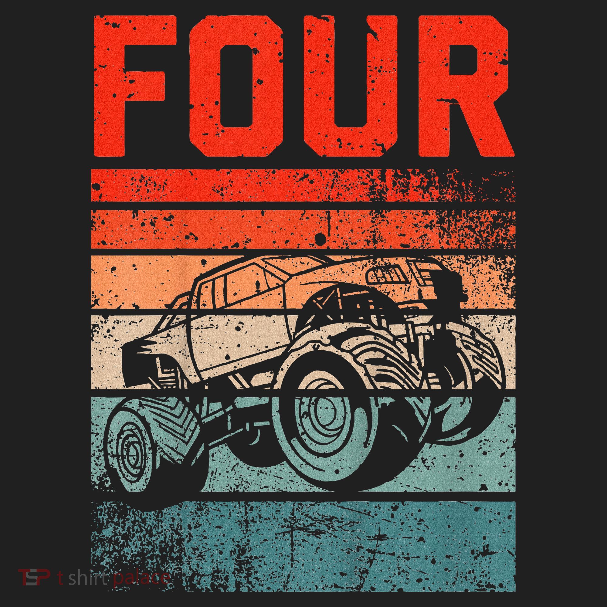 4 Year Old 4th Birthday Monster Truck Golf Towel