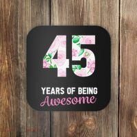 45 Years Old Bday 45 Years Of Being Awesome 45th Birthday Coaster thumb 0