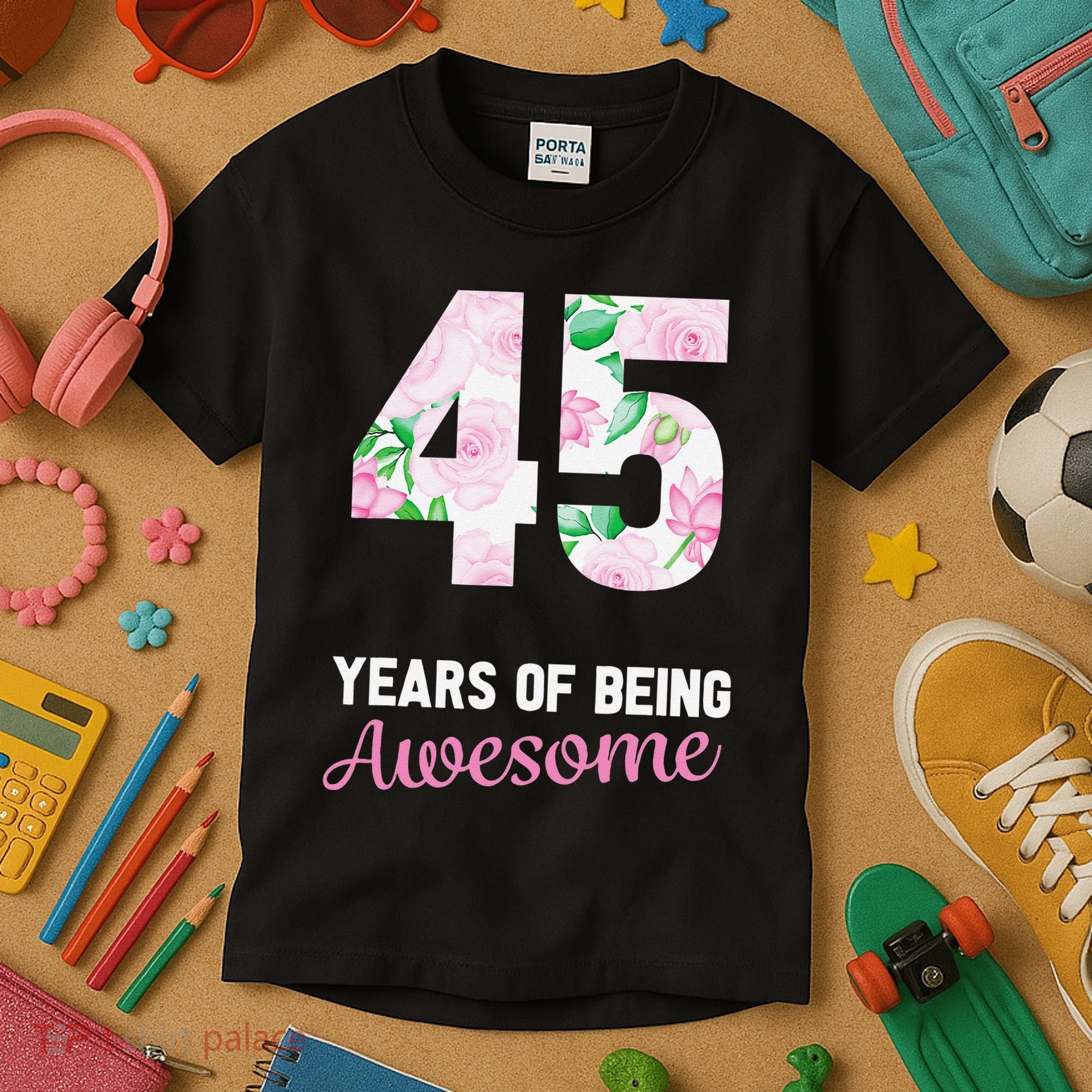 45 Years Old Bday 45 Years Of Being Awesome 45th Birthday Kids T-Shirt