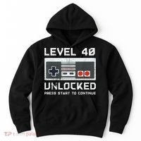 40 Year Old Forty Birthday Gift Level 40 Unlocked Gamer Hoodie thumb 0