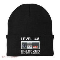 40 Year Old Forty Birthday Gift Level 40 Unlocked Gamer Beanie thumb 0