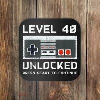 40 Year Old Forty Birthday Gift Level 40 Unlocked Gamer Coaster thumb 0