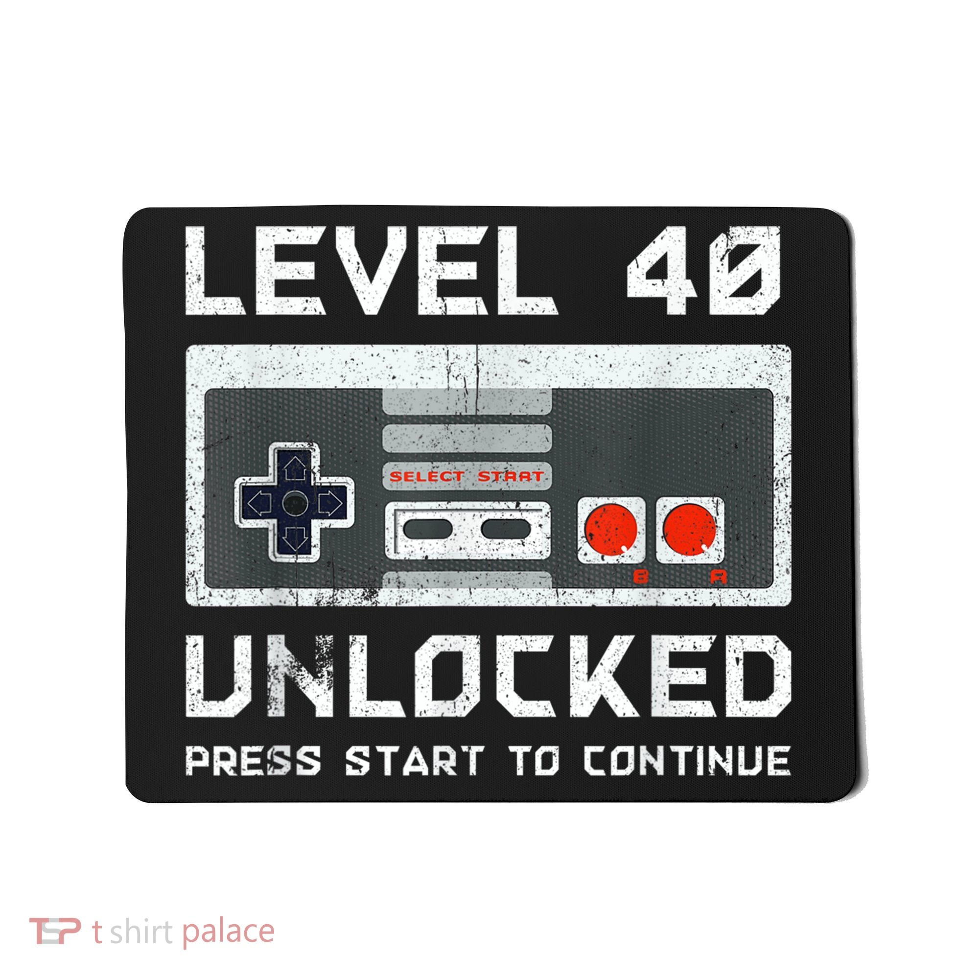 40 Year Old Forty Birthday Gift Level 40 Unlocked Gamer Mousepad