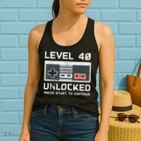 40 Year Old Forty Birthday Gift Level 40 Unlocked Gamer Women's Tank Top thumb 2