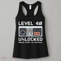 40 Year Old Forty Birthday Gift Level 40 Unlocked Gamer Women's Tank Top thumb 3