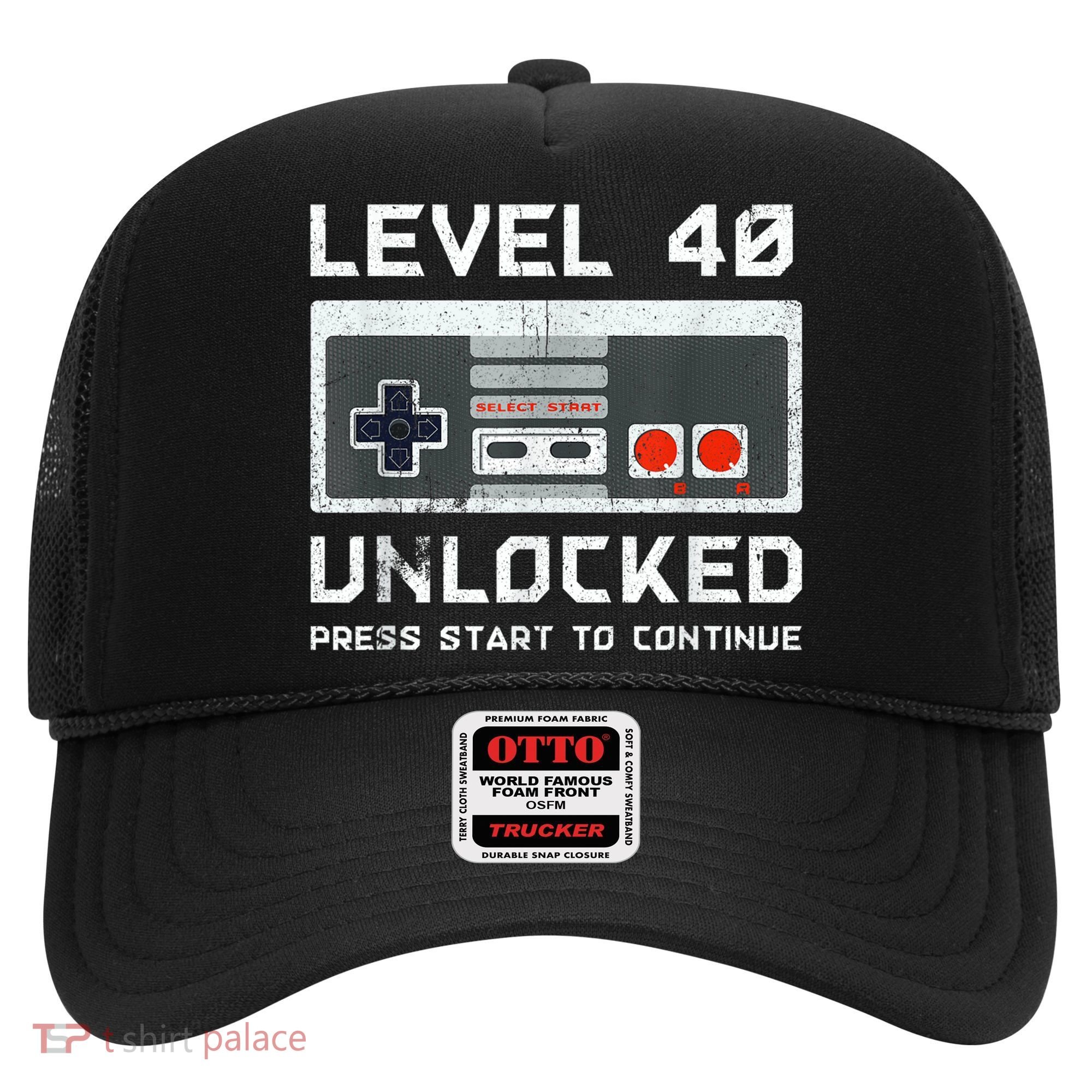 40 Year Old Forty Birthday Gift Level 40 Unlocked Gamer Hat