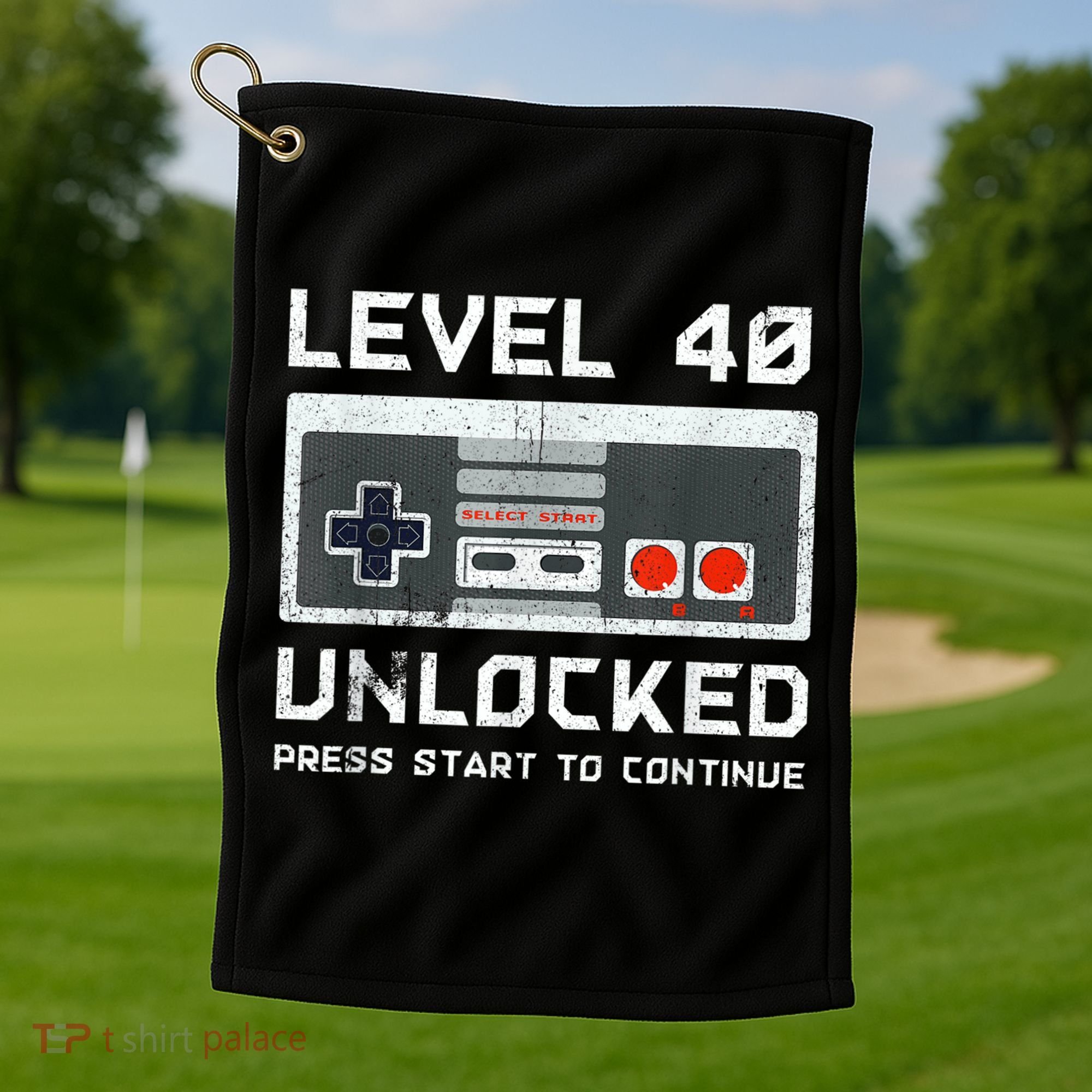 40 Year Old Forty Birthday Gift Level 40 Unlocked Gamer Golf Towel