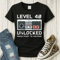 40 Year Old Forty Birthday Gift Level 40 Unlocked Gamer Women's T-Shirt thumb 3