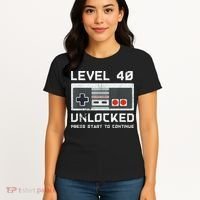 40 Year Old Forty Birthday Gift Level 40 Unlocked Gamer Women's T-Shirt thumb 4
