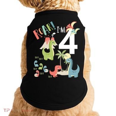 4 Year Old Roar Im 4 4th Birthday Boy T Rex Dinosaur Doggie Tank