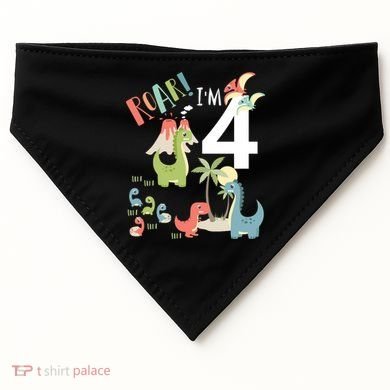 4 Year Old Roar Im 4 4th Birthday Boy T Rex Dinosaur USA-Made Doggie Bandana