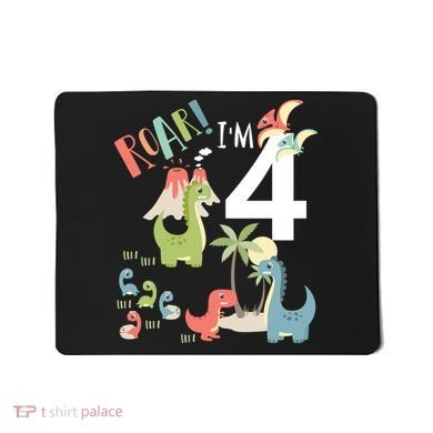 4 Year Old Roar Im 4 4th Birthday Boy T Rex Dinosaur Mousepad