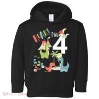 4 Year Old Roar Im 4 4th Birthday Boy T Rex Dinosaur Toddler Hoodie thumb 0