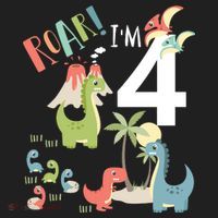 4 Year Old Roar Im 4 4th Birthday Boy T Rex Dinosaur Golf Towel thumb 3
