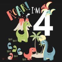 4 Year Old Roar Im 4 4th Birthday Boy T Rex Dinosaur Toddler T-Shirt thumb 4