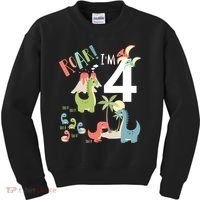 4 Year Old Roar Im 4 4th Birthday Boy T Rex Dinosaur Kids Sweatshirt thumb 0