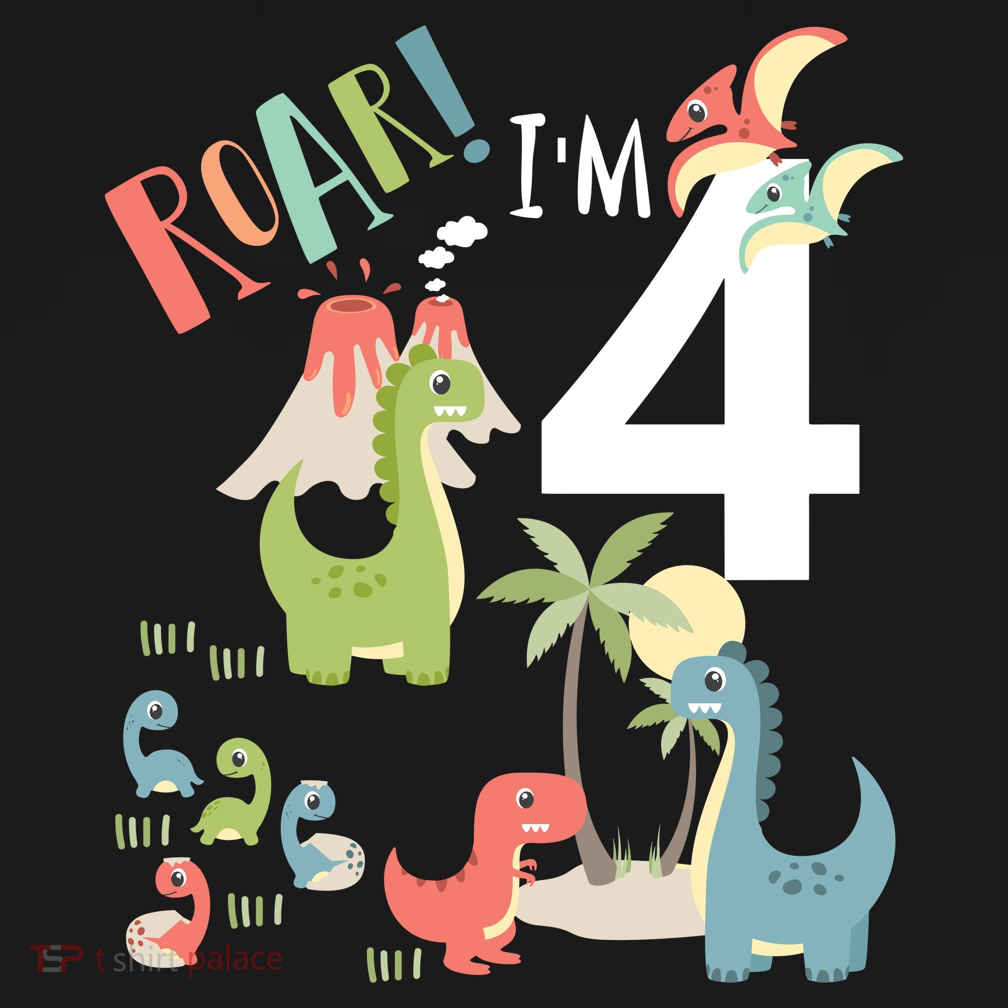 4 Year Old Roar Im 4 4th Birthday Boy T Rex Dinosaur Kids Sweatshirt