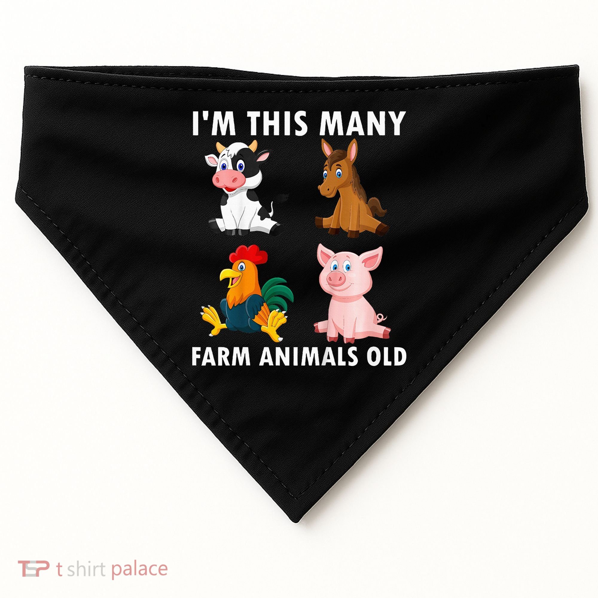 4 Year Old Boy Farm Animals Old 4th Birthday USA-Made Doggie Bandana