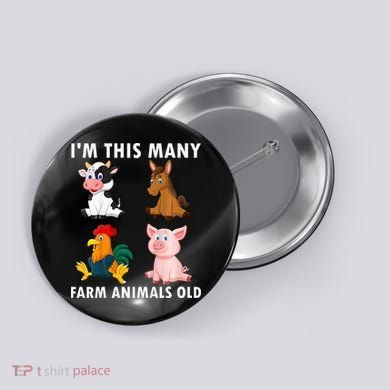 4 Year Old Boy Farm Animals Old 4th Birthday Button
