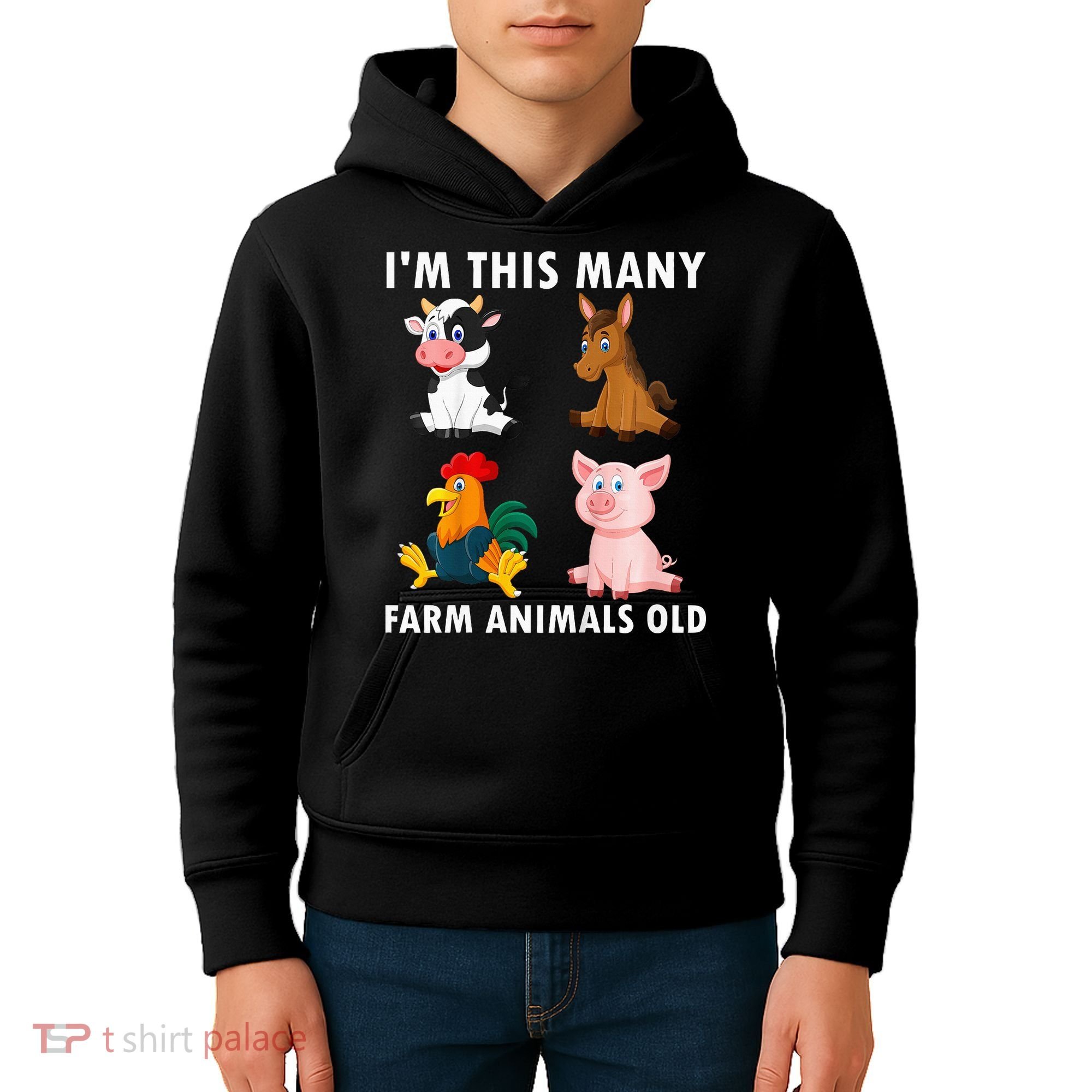 4 Year Old Boy Farm Animals Old 4th Birthday Kids Hoodie