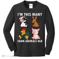 4 Year Old Boy Farm Animals Old 4th Birthday Kids Long Sleeve Shirt thumb 0