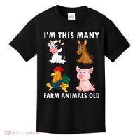 4 Year Old Boy Farm Animals Old 4th Birthday Kids T-Shirt thumb 0