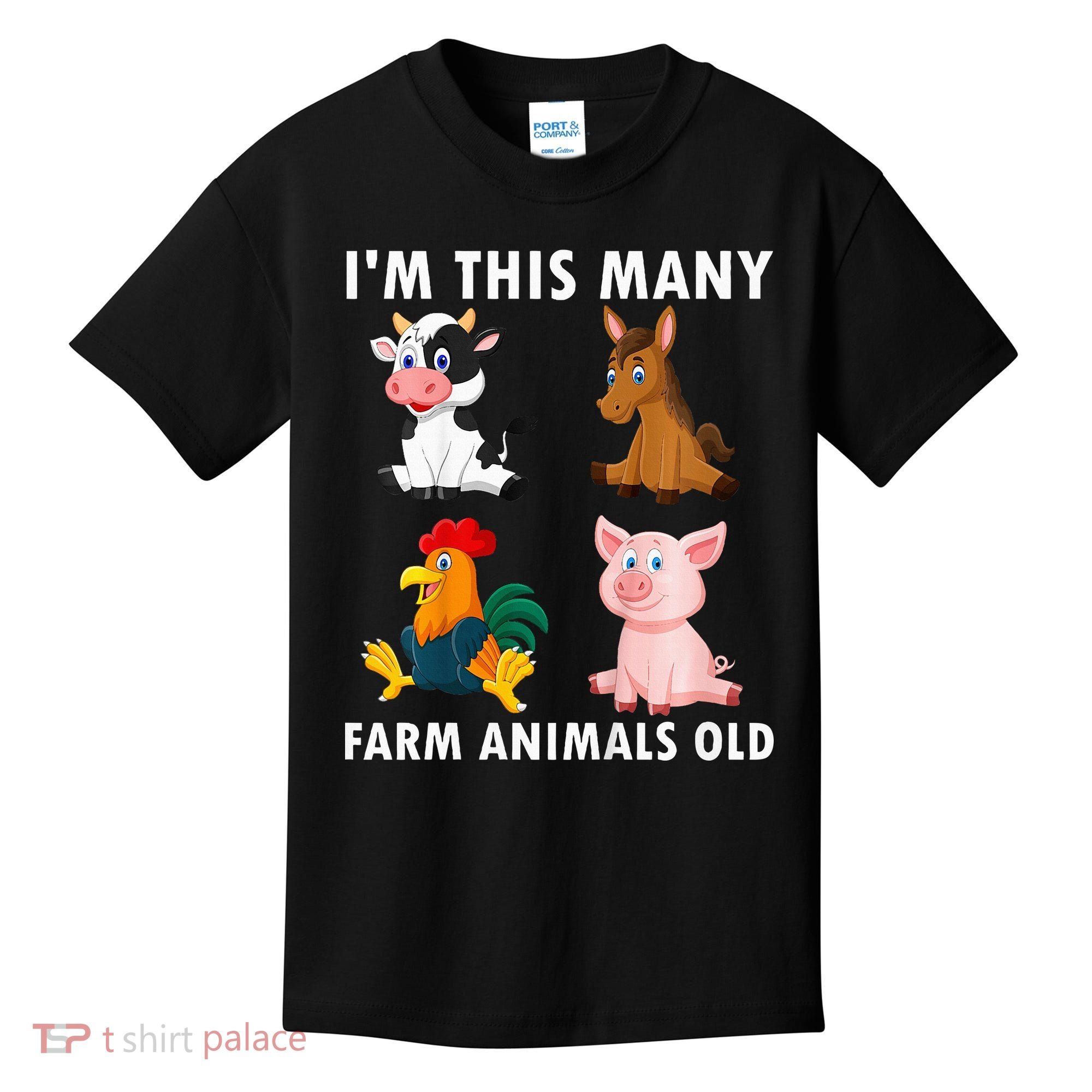 4 Year Old Boy Farm Animals Old 4th Birthday Kids T-Shirt