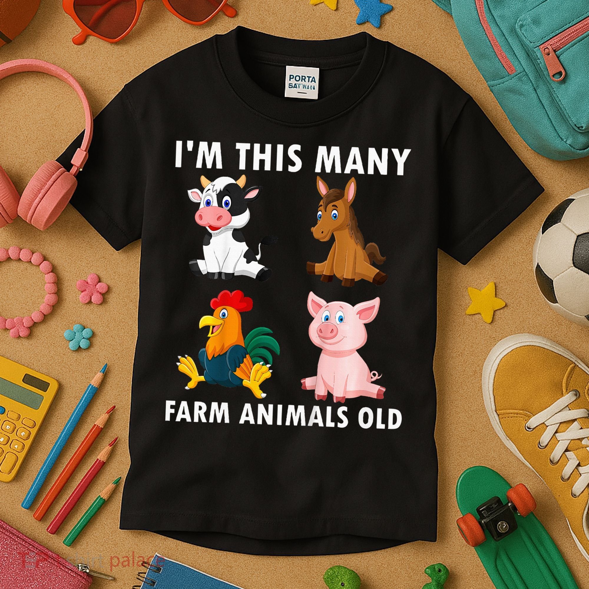 4 Year Old Boy Farm Animals Old 4th Birthday Kids T-Shirt