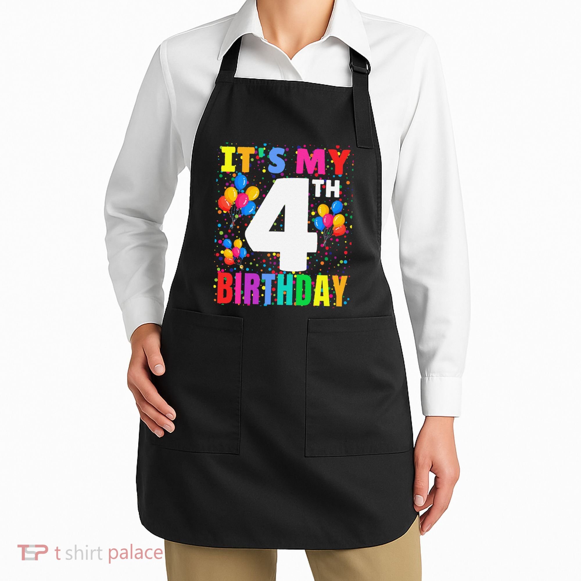 4 Years Old ItS My 4th Birthday Crew Balloons For Boy Apron