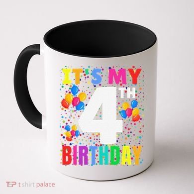 4 Years Old ItS My 4th Birthday Crew Balloons For Boy Coffee Mug