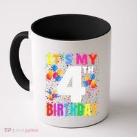 4 Years Old ItS My 4th Birthday Crew Balloons For Boy Coffee Mug thumb 0