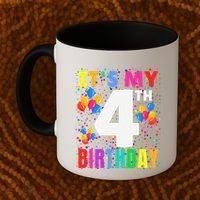 4 Years Old ItS My 4th Birthday Crew Balloons For Boy Coffee Mug thumb 2