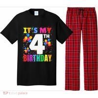 4 Years Old ItS My 4th Birthday Crew Balloons For Boy Pajama Set thumb 0