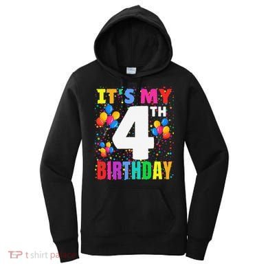 4 Years Old ItS My 4th Birthday Crew Balloons For Boy Women's Hoodie