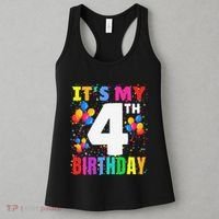 4 Years Old ItS My 4th Birthday Crew Balloons For Boy Women's Tank Top thumb 3