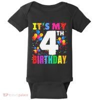 4 Years Old ItS My 4th Birthday Crew Balloons For Boy Baby Bodysuit thumb 0