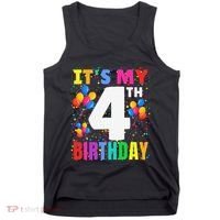 4 Years Old ItS My 4th Birthday Crew Balloons For Boy Tank Top thumb 0