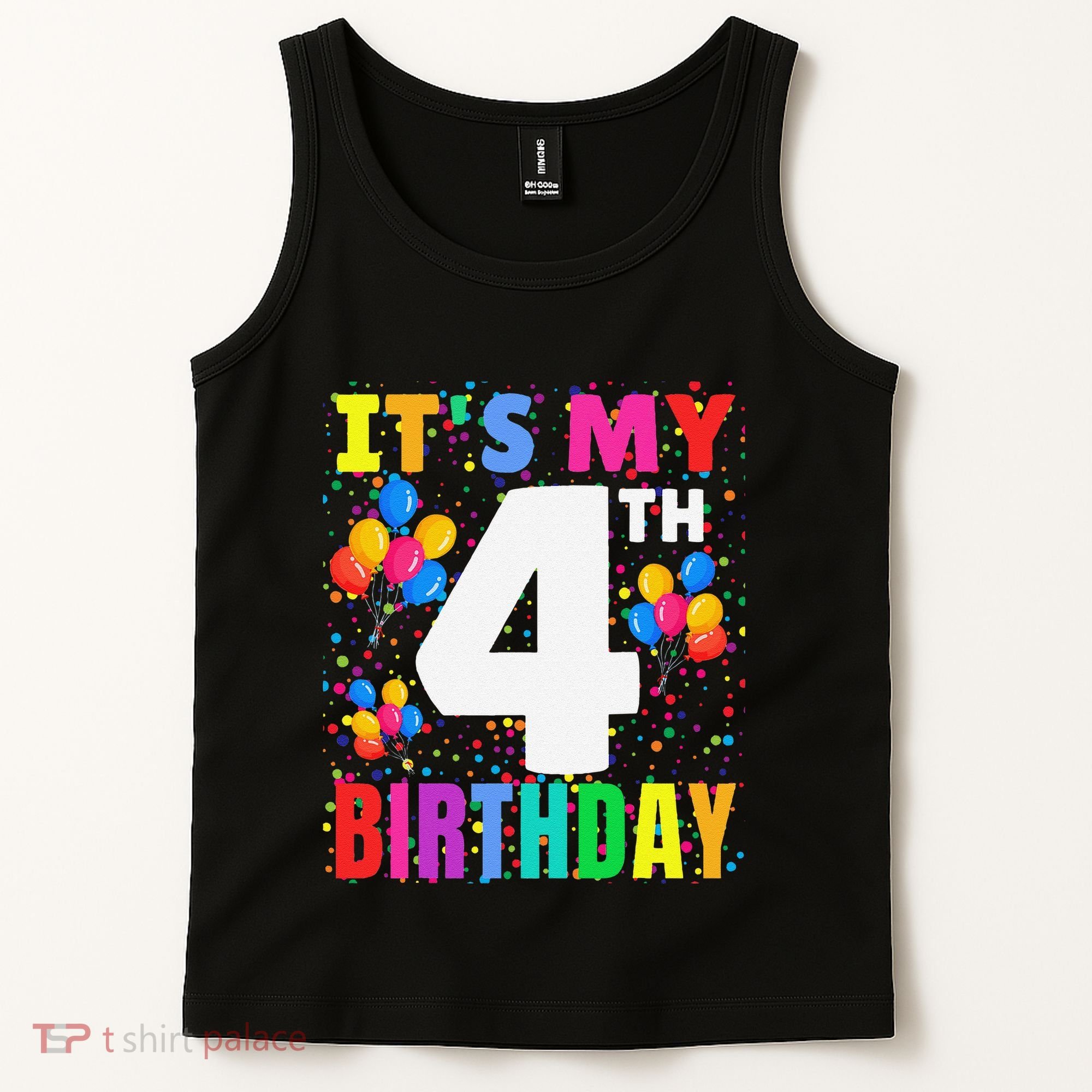 4 Years Old ItS My 4th Birthday Crew Balloons For Boy Tank Top