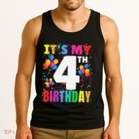 4 Years Old ItS My 4th Birthday Crew Balloons For Boy Tank Top thumb 3