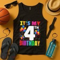 4 Years Old ItS My 4th Birthday Crew Balloons For Boy Tank Top thumb 4