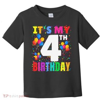 4 Years Old ItS My 4th Birthday Crew Balloons For Boy Toddler T-Shirt
