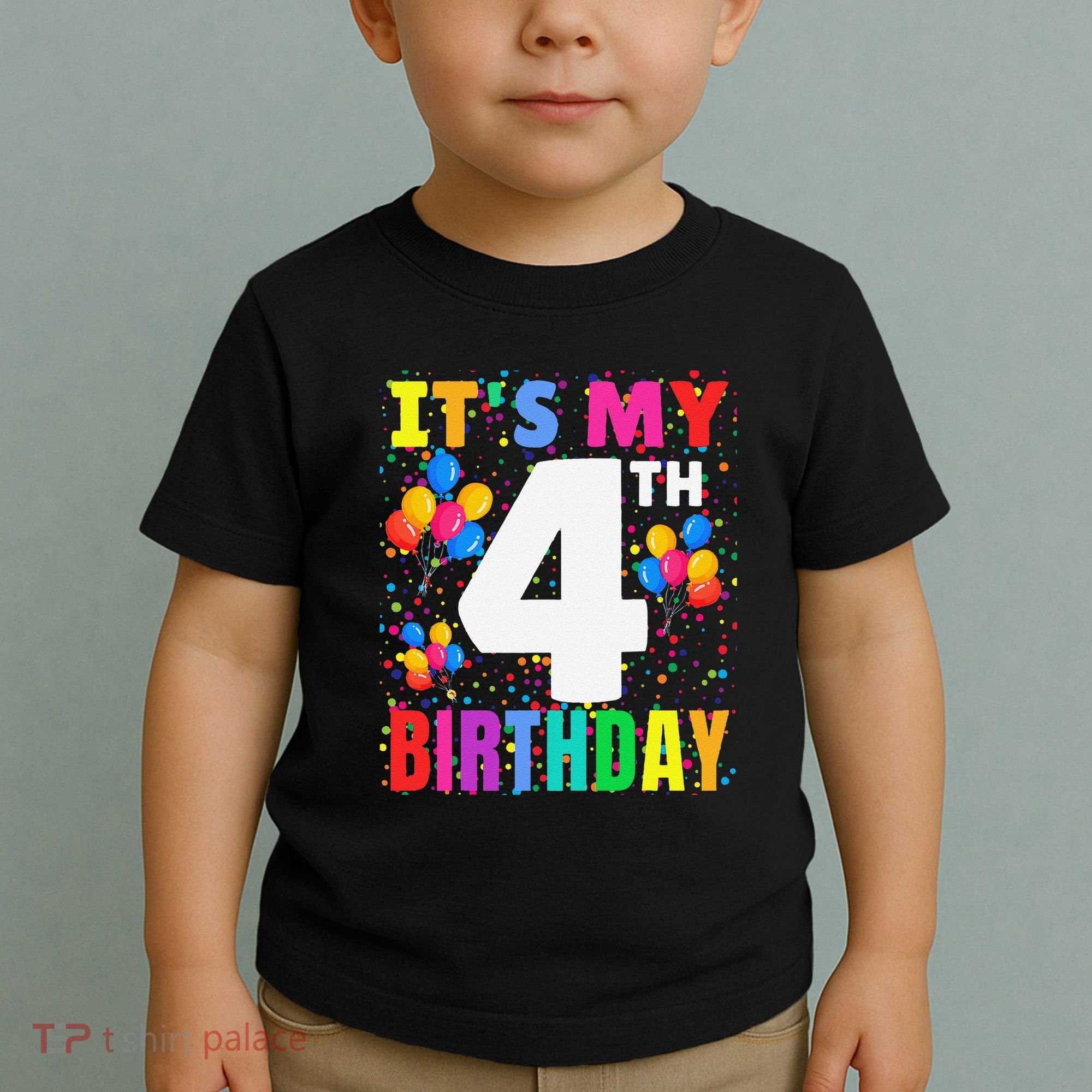 4 Years Old ItS My 4th Birthday Crew Balloons For Boy Toddler T-Shirt